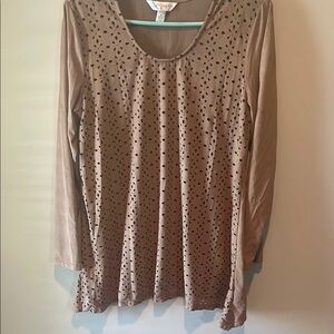 Krazy Kat Tan Embellished Long Sleeve Blouse